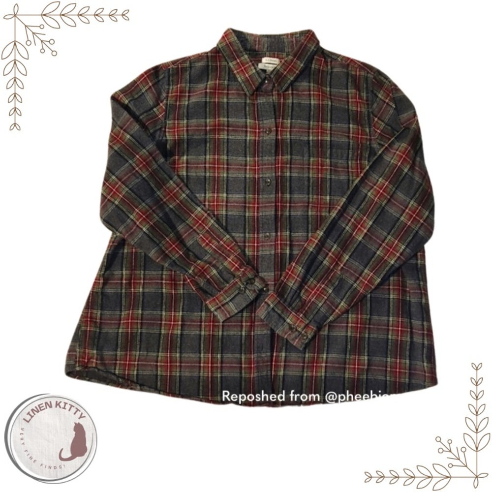 L.L.Bean, 2XL, Flannel. Relaxed fit